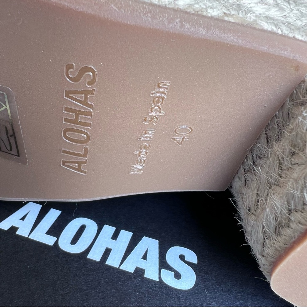Alohas Lyla Cream Espadrille Platform Sandals Ankle Wrap Leather 9/40 $210 - Picture 11 of 11
